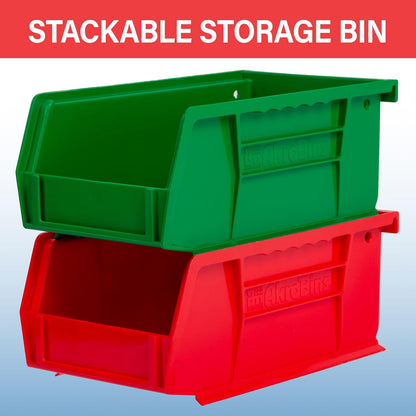 30220 Akrobins Plastic Hanging Stackable Storage Organizer Bin, 7-Inch X 4-Inch X 3-Inch, Red, 24-Pack